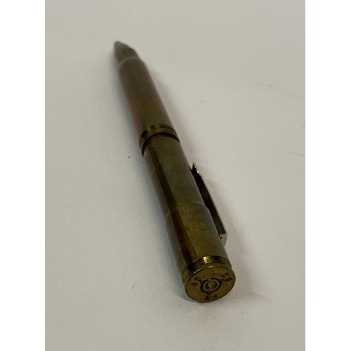 312 - Brass and Copper Trench Art Military Calibre Bullet Casing Pen 13.5cm Length