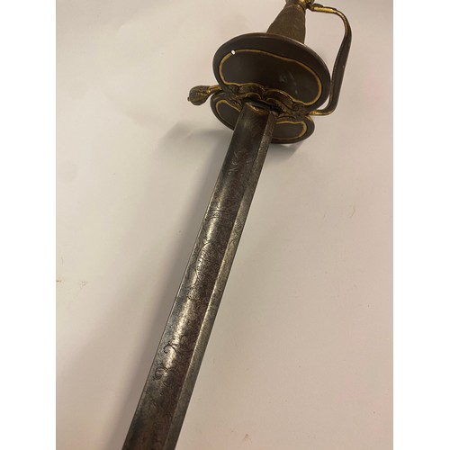 321 - Antique European Military Sword With Pattern and Markings. Possibly Cavalry. 98cm Length