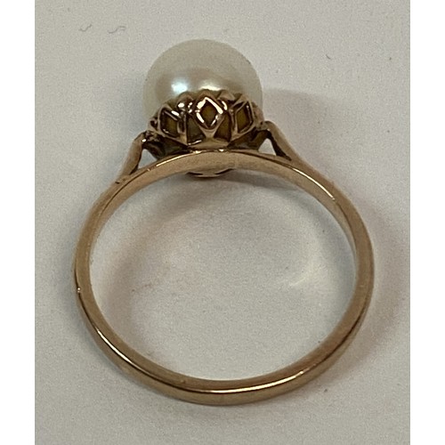 336 - Vintage Hallmarked 9ct Yellow Gold and Pearl Ring. Size UK N