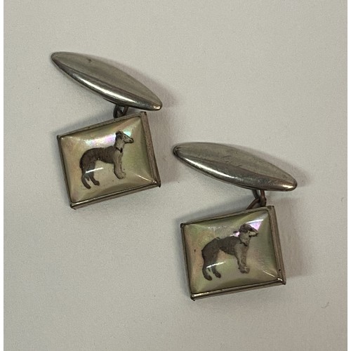 340 - Silver Crystal Reverse Decorated Dog Cufflinks