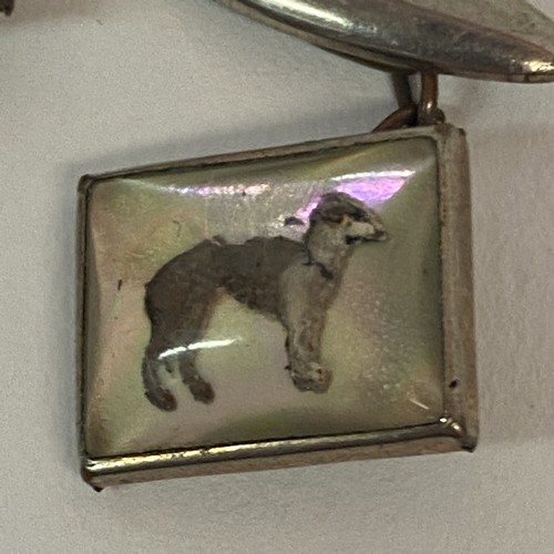 340 - Silver Crystal Reverse Decorated Dog Cufflinks