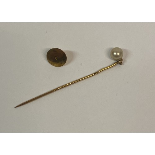 341 - Vintage Hallmarked 9ct Gold Tie Pin and Stud in Jewellery Box