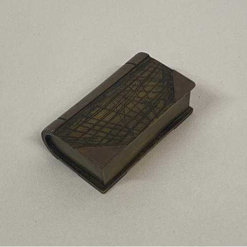 342 - Antique Trench Art Lighter Made From Shell Metal in The Form of a Book 5cm x 3cm