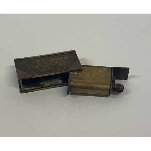 342 - Antique Trench Art Lighter Made From Shell Metal in The Form of a Book 5cm x 3cm