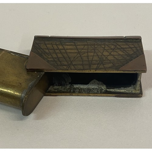 342 - Antique Trench Art Lighter Made From Shell Metal in The Form of a Book 5cm x 3cm