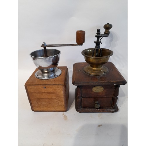 206 - 2 x Continental vintage Coffee Grinders, tallest 26cm