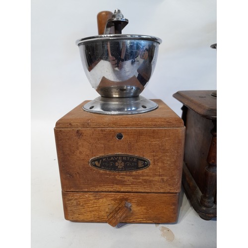 206 - 2 x Continental vintage Coffee Grinders, tallest 26cm