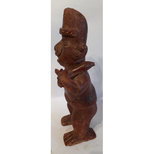 215 - Large Clay Fired figure of a man, Possibly South American. 43cm high