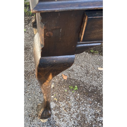 23 - Large Chippendale Style Writing Table With Three Drawers and Three Dummy Drawers Standing on Raised ... 