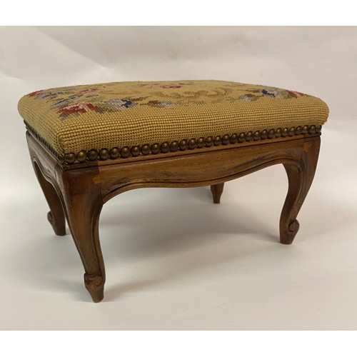 14 - Antique Upholstered Possibly Victorian Carved Footstool With Floral Design. 34cm Length x 23cm Heigh... 