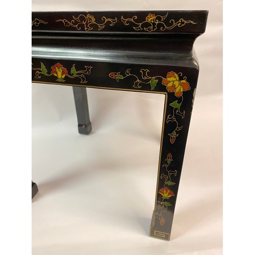 4 - Lacquered side Table with Mother of Pearl inlay to top and Chinoiserie decoration to legs etc. 42cm ... 