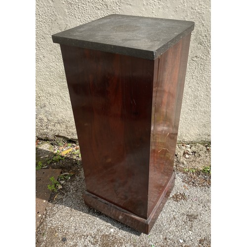 6 - Nightstand / Cabinet with Marble top, single Drawer and Cupboard with shelf. 35cm x 34cm x 84cm