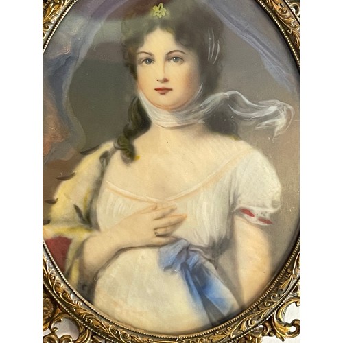 205 - Framed Miniature Portrait Painting  Of A Lady Signed . 12 x 10 cms