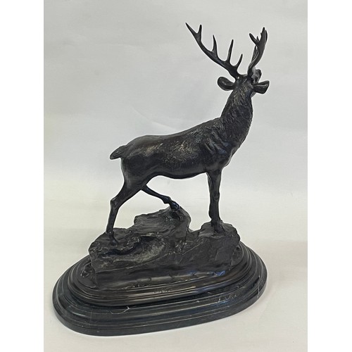 105 - Vintage Bronze Statue Of A Stag On A Marble Base
42cms High