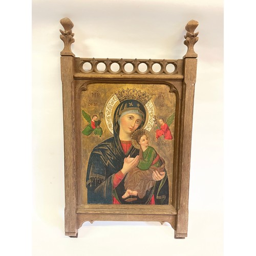 256 - Interesting Large Antique Oak Framed Icon
75 x 43 cms