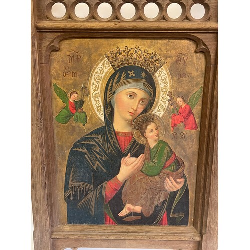 256 - Interesting Large Antique Oak Framed Icon
75 x 43 cms