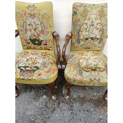 22 - Pair Of French Louis Style Arm Chairs Upholstered with Bird Design. 92cm Height x 54cm Width x 48cm ... 