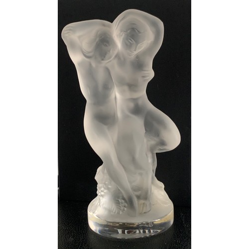 274 - Lalique Opalescent Crystal Statue Entitled ‘LE FAUNE ‘ Depicting Thé Dancing Lovers Of Pan And Diana... 