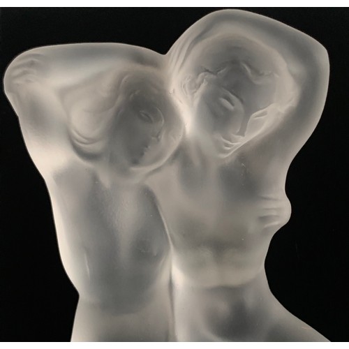 274 - Lalique Opalescent Crystal Statue Entitled ‘LE FAUNE ‘ Depicting Thé Dancing Lovers Of Pan And Diana... 