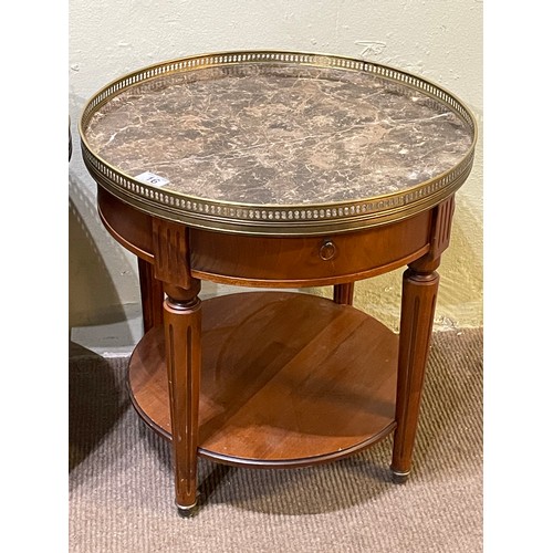 16 - A Good Pair Of Louis XVl Style Marble Top Circular Bedside Tables With Drawer. 50 x 51 cms (2)