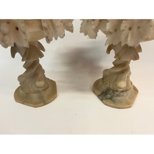 260 - Pair Of Antique Carved Alabaster Tazzas Overlaid With Vines
20 cms High (2)