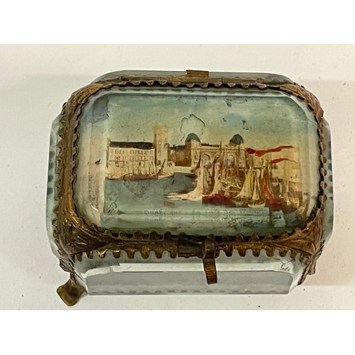 280 - Similar To Previous Lot
Antique French Glass Trinket Jewellery Box From Dunkirk 
9 x 8 x 7 cms