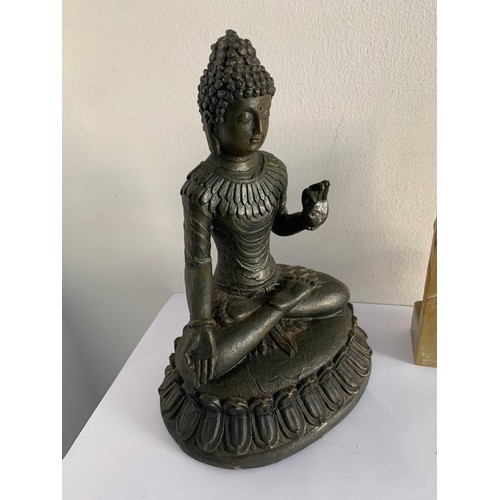 128 - Composite Statue Of Buddha Together With A Similar Jadeite Statue (which has a repair) 
17 x 25 cms ... 