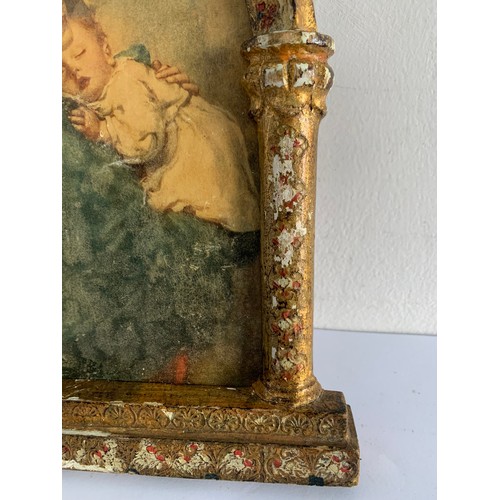 130 - Vintage Oval Reliquary Together With A Vintage Ecclesiastical Frame 
10 x 9 cms & 21 x 18 cms