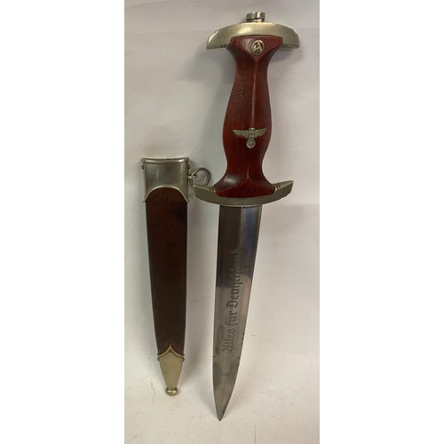 305 - German WW2 SA Dagger With Carl Eickhorn Solingen Maker Blade With A Double Sided Motto. The Eagle In... 