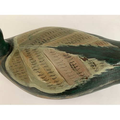 298 - Interesting Vintage Carved Wood Hand Painted Decoy Duck Weighted On The Base And Signed B M 
34 x 13... 