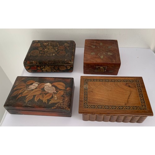 292 - Collection Of 4 Vintage Boxes To Include A Kashmir Trinket Box (14x10x6 cms)