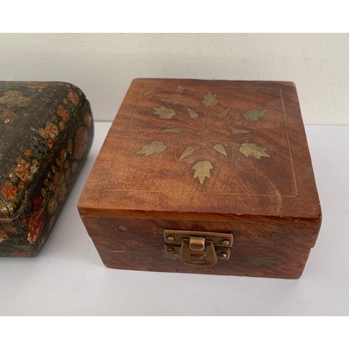 292 - Collection Of 4 Vintage Boxes To Include A Kashmir Trinket Box (14x10x6 cms)