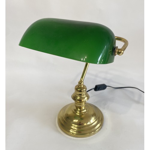 237 - Vintage Ministerial Bankers Desk Lamp With Green Shade. 37cm Height