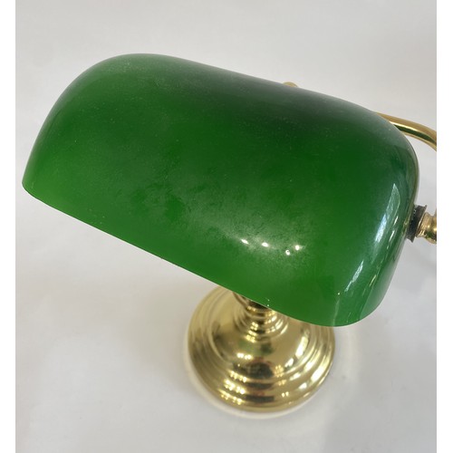 237 - Vintage Ministerial Bankers Desk Lamp With Green Shade. 37cm Height