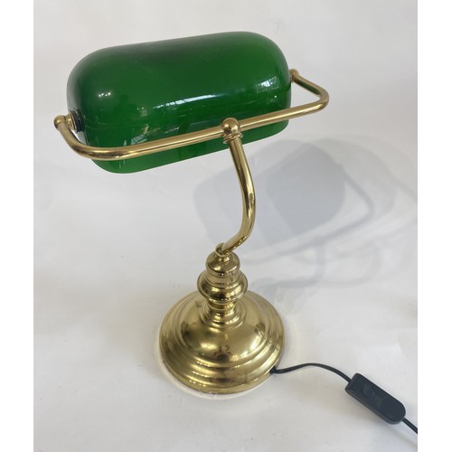 237 - Vintage Ministerial Bankers Desk Lamp With Green Shade. 37cm Height