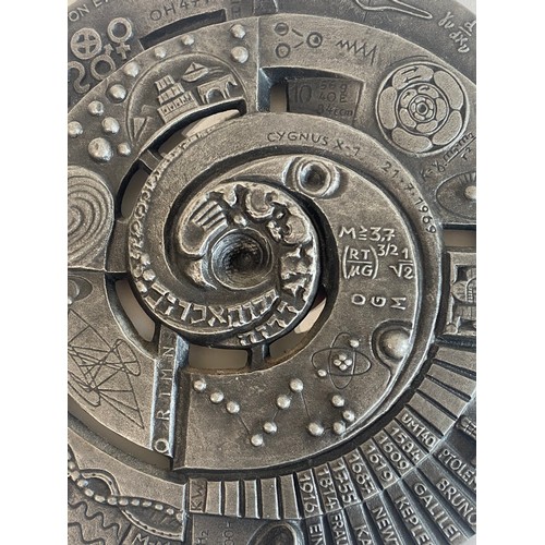 238 - Buderus Kunstguss Style Hanging Wall Relief With Communication and Physicist Design. 30.5cm Diameter