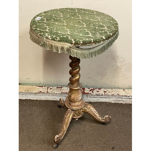 17 - Decorative three leg side table with Painted Barley Twist column on casters, 44cm x 73cm