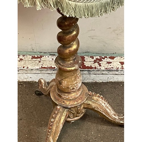 17 - Decorative three leg side table with Painted Barley Twist column on casters, 44cm x 73cm