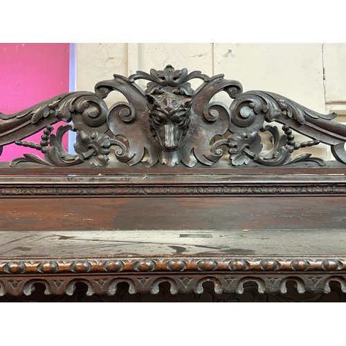 27 - Antique French Hunt Cabinet Bookcase. With Carved Wood Finial . Three Pieces. 213 x 139 x 53 cms