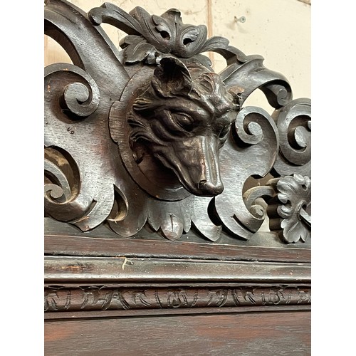 27 - Antique French Hunt Cabinet Bookcase. With Carved Wood Finial . Three Pieces. 213 x 139 x 53 cms