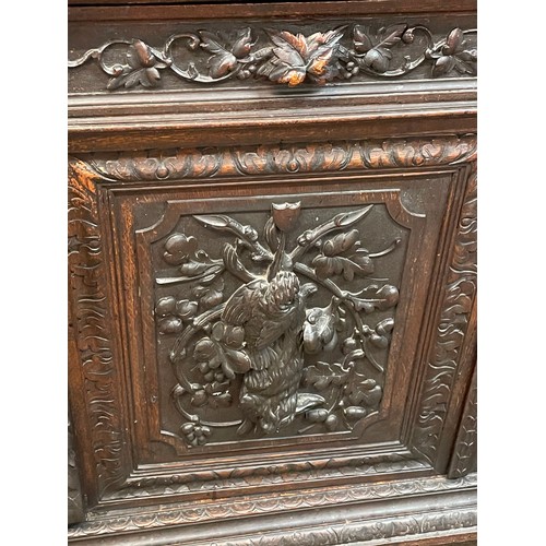 27 - Antique French Hunt Cabinet Bookcase. With Carved Wood Finial . Three Pieces. 213 x 139 x 53 cms