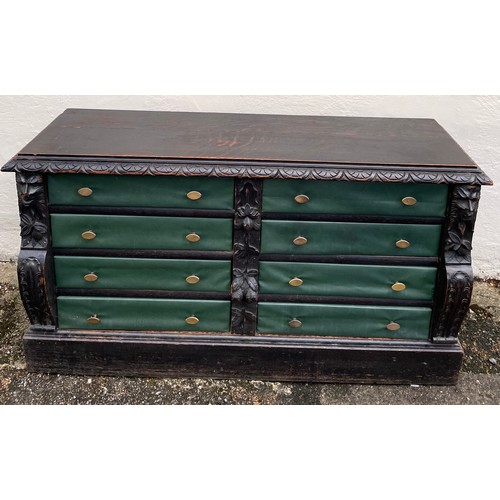 29 - Continental Carved Wood Chest Of Eight Drawers. 123 x 66 x   36 cms