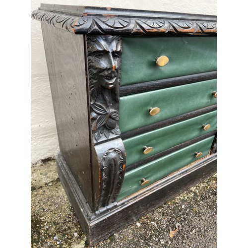 29 - Continental Carved Wood Chest Of Eight Drawers. 123 x 66 x   36 cms