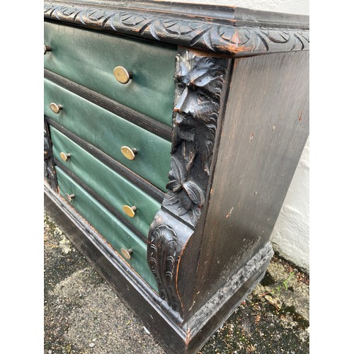 29 - Continental Carved Wood Chest Of Eight Drawers. 123 x 66 x   36 cms