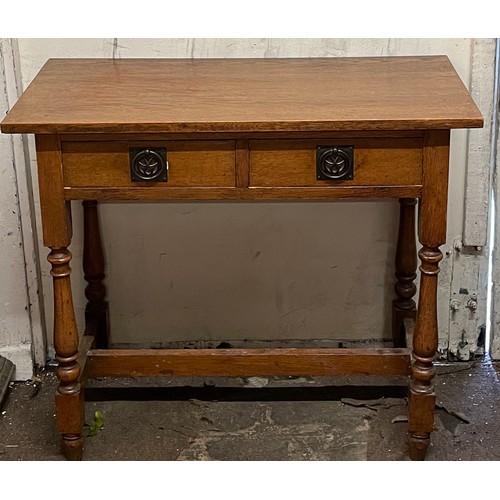 30 - Vintage Oak Two Drawer Hall Table. 81 x 39 x 71 cms