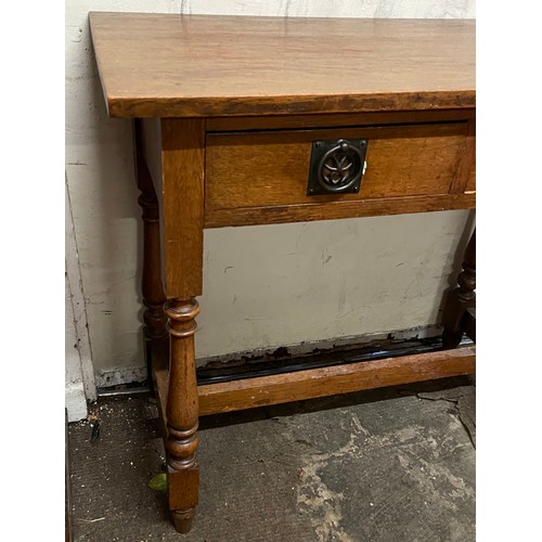 30 - Vintage Oak Two Drawer Hall Table. 81 x 39 x 71 cms