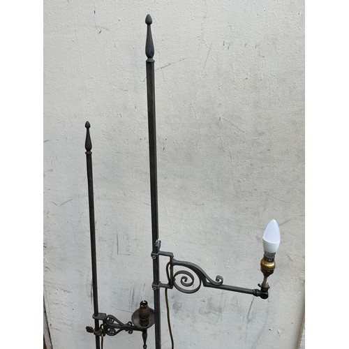 43 - Two Antique Style Adjustable Iron Floor Standing Lights. Tallest 160 cms  (2)