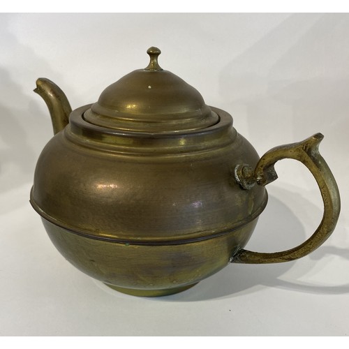 242 - Vintage Brass and Copper Russian / Turkish Samovar With Tray and Teapot. 46cm x 43cm