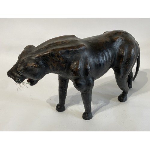 244 - Vintage Liberty Style Leather Wrapped Model of a Panther. 51cm x 26cm