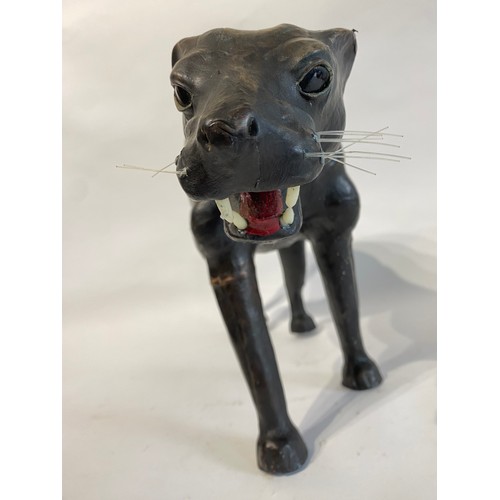 244 - Vintage Liberty Style Leather Wrapped Model of a Panther. 51cm x 26cm